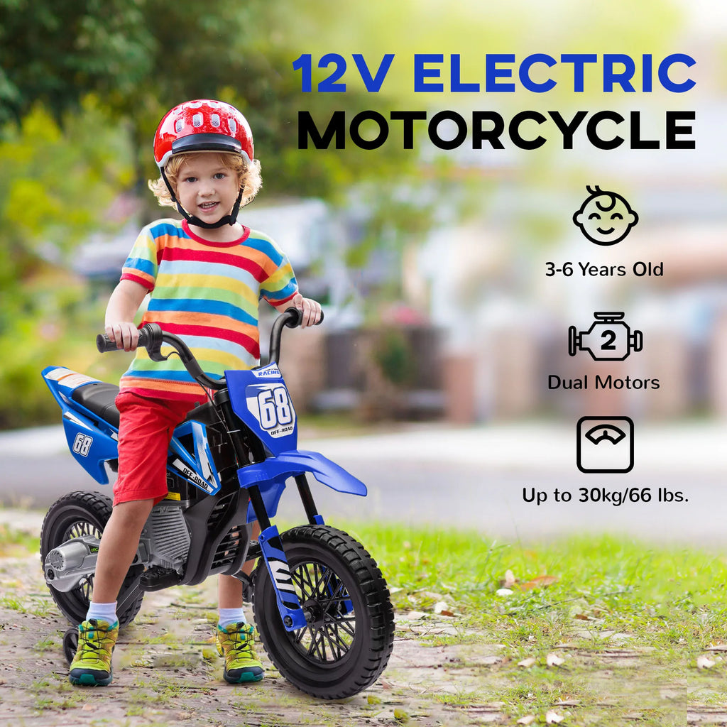 AIYAPLAY 12V Kids Electric Motorcycle w/ Twist Grip Throttle, Music