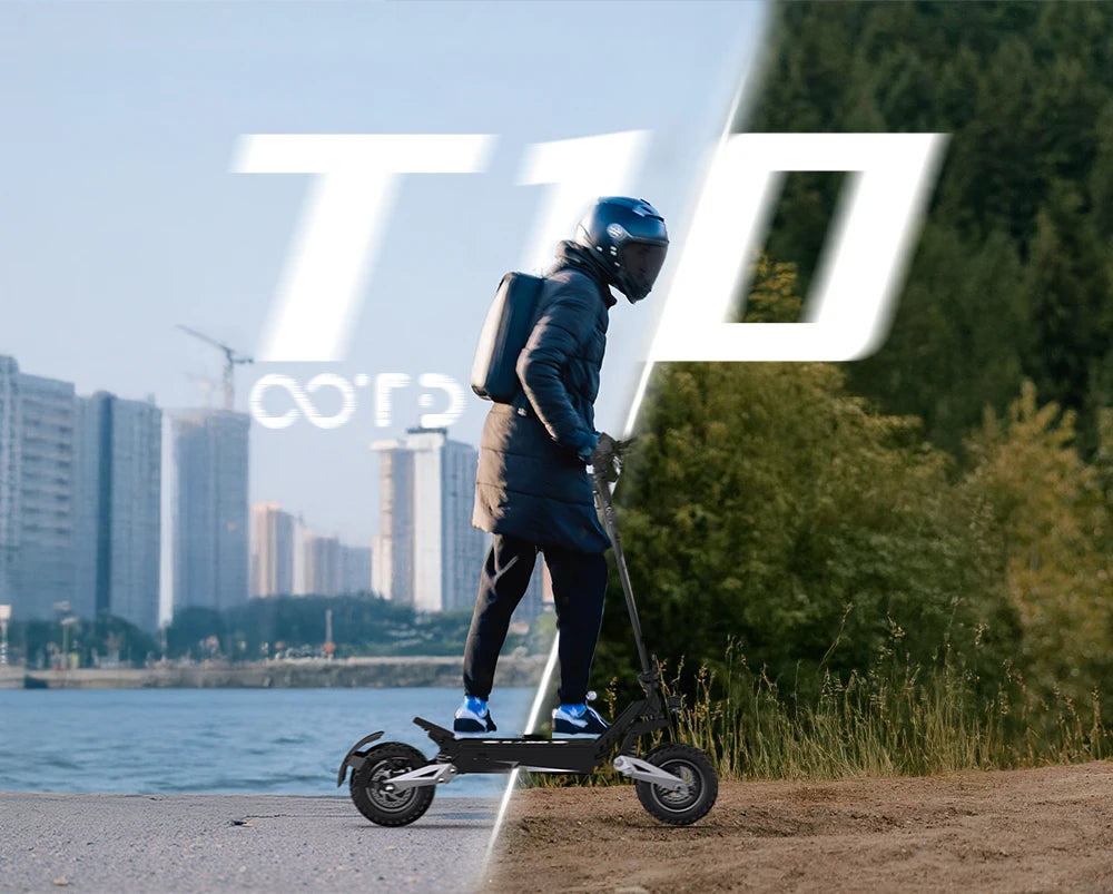 OOTD T10 E-Scooter 900W Peak power 48V13.5Ah LED Display Electric Scooter Adult 11-inch Off-Road Tire Convenient Fold EScooters