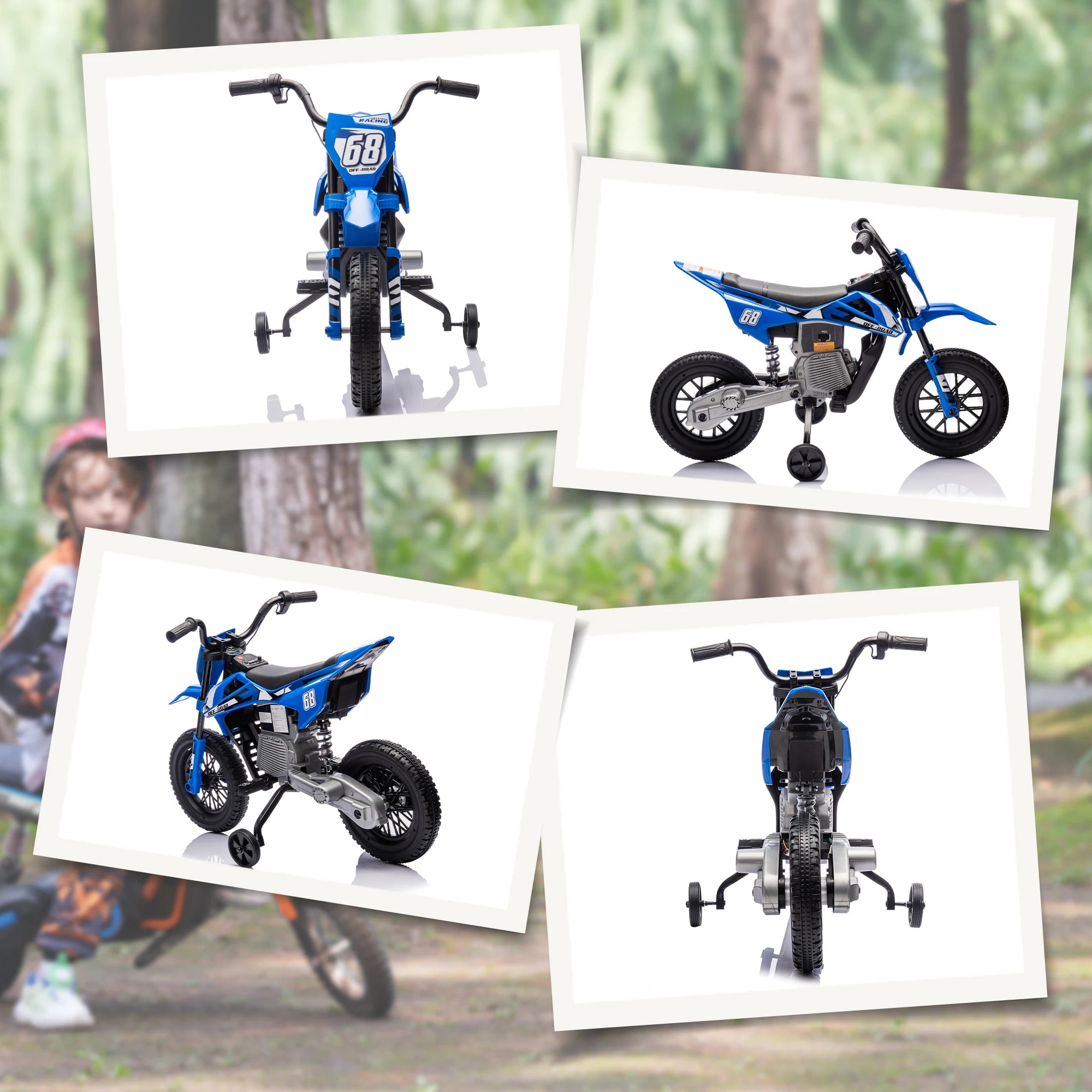 AIYAPLAY 12V Kids Electric Motorcycle w/ Twist Grip Throttle, Music