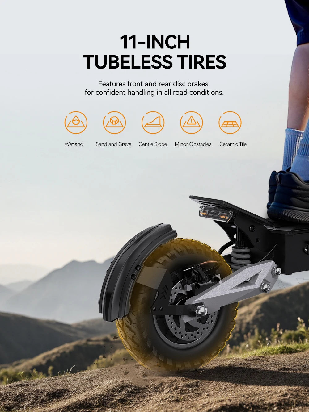 OOTD T10 E-Scooter 900W Peak power 48V13.5Ah LED Display Electric Scooter Adult 11-inch Off-Road Tire Convenient Fold EScooters