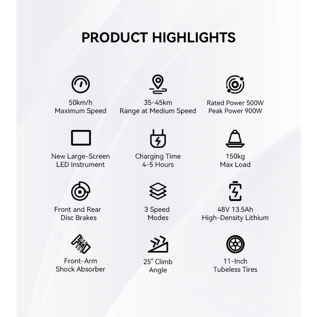 OOTD T10 E-Scooter 900W Peak power 48V13.5Ah LED Display Electric Scooter Adult 11-inch Off-Road Tire Convenient Fold EScooters