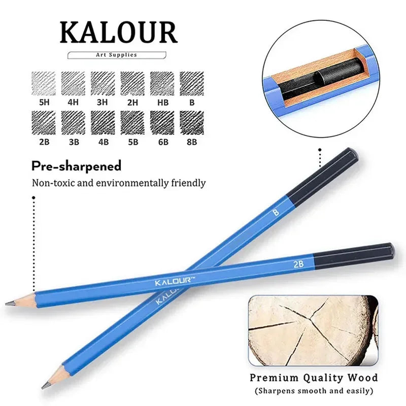 12Pc/Set Professional Sketch Pencil Set HB B 2H 3H 4H 5H 2B 3B 4B 5B 6B 8B Graphite Art Hand-Painted Pen School Stationery