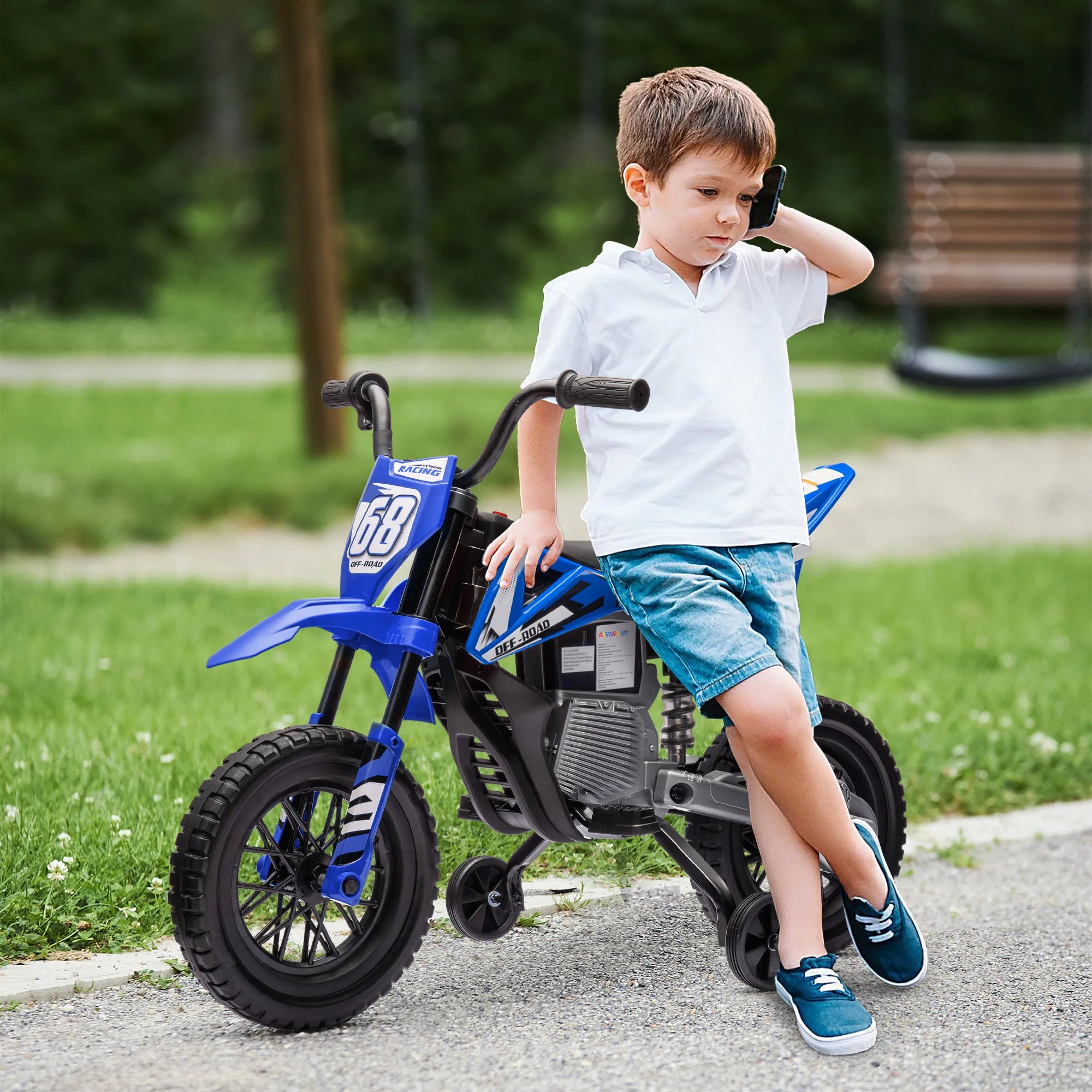AIYAPLAY 12V Kids Electric Motorcycle w/ Twist Grip Throttle, Music
