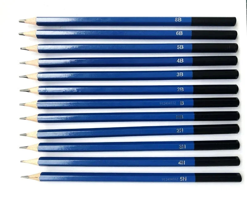 12Pc/Set Professional Sketch Pencil Set HB B 2H 3H 4H 5H 2B 3B 4B 5B 6B 8B Graphite Art Hand-Painted Pen School Stationery