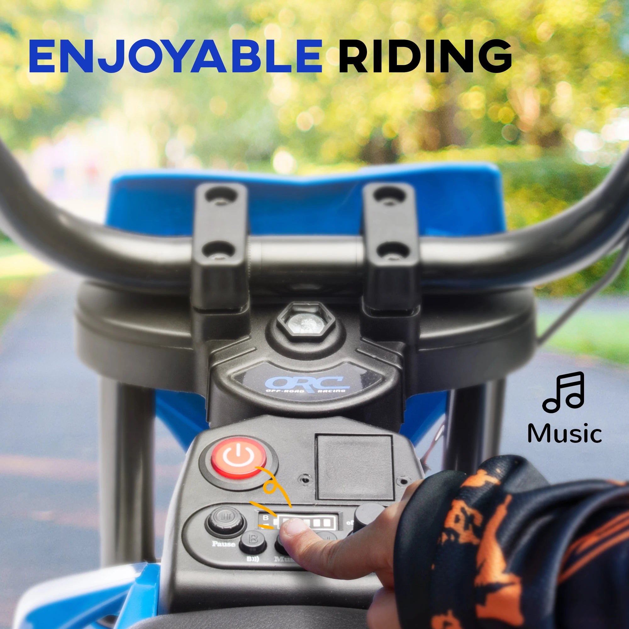 AIYAPLAY 12V Kids Electric Motorcycle w/ Twist Grip Throttle, Music