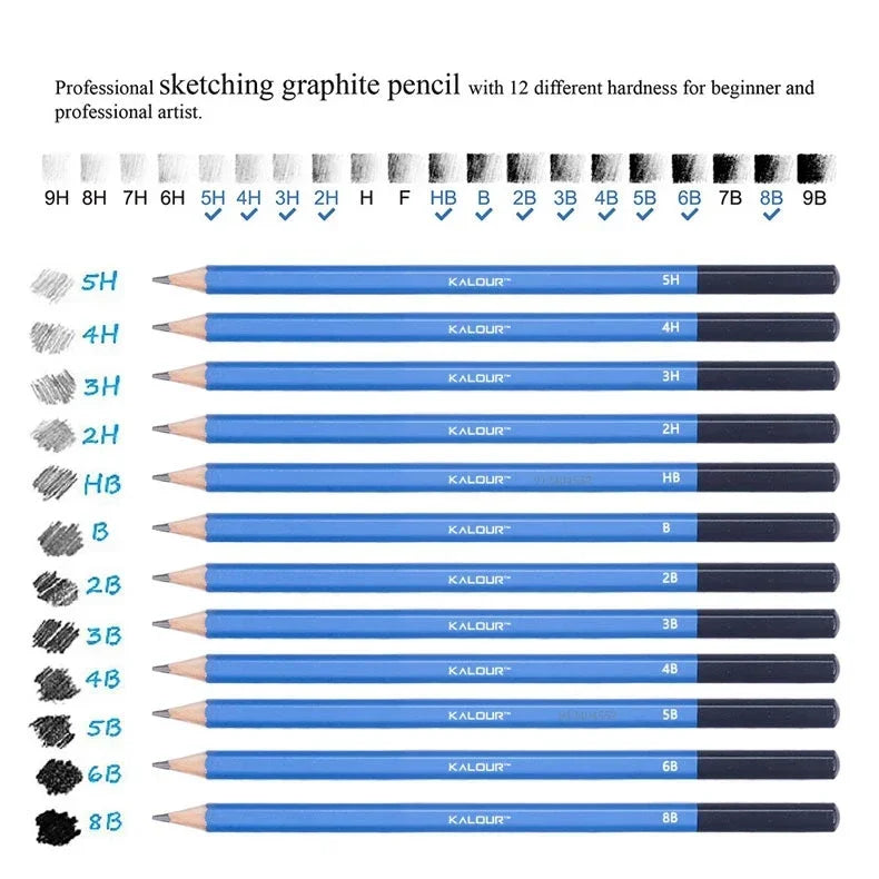 12Pc/Set Professional Sketch Pencil Set HB B 2H 3H 4H 5H 2B 3B 4B 5B 6B 8B Graphite Art Hand-Painted Pen School Stationery