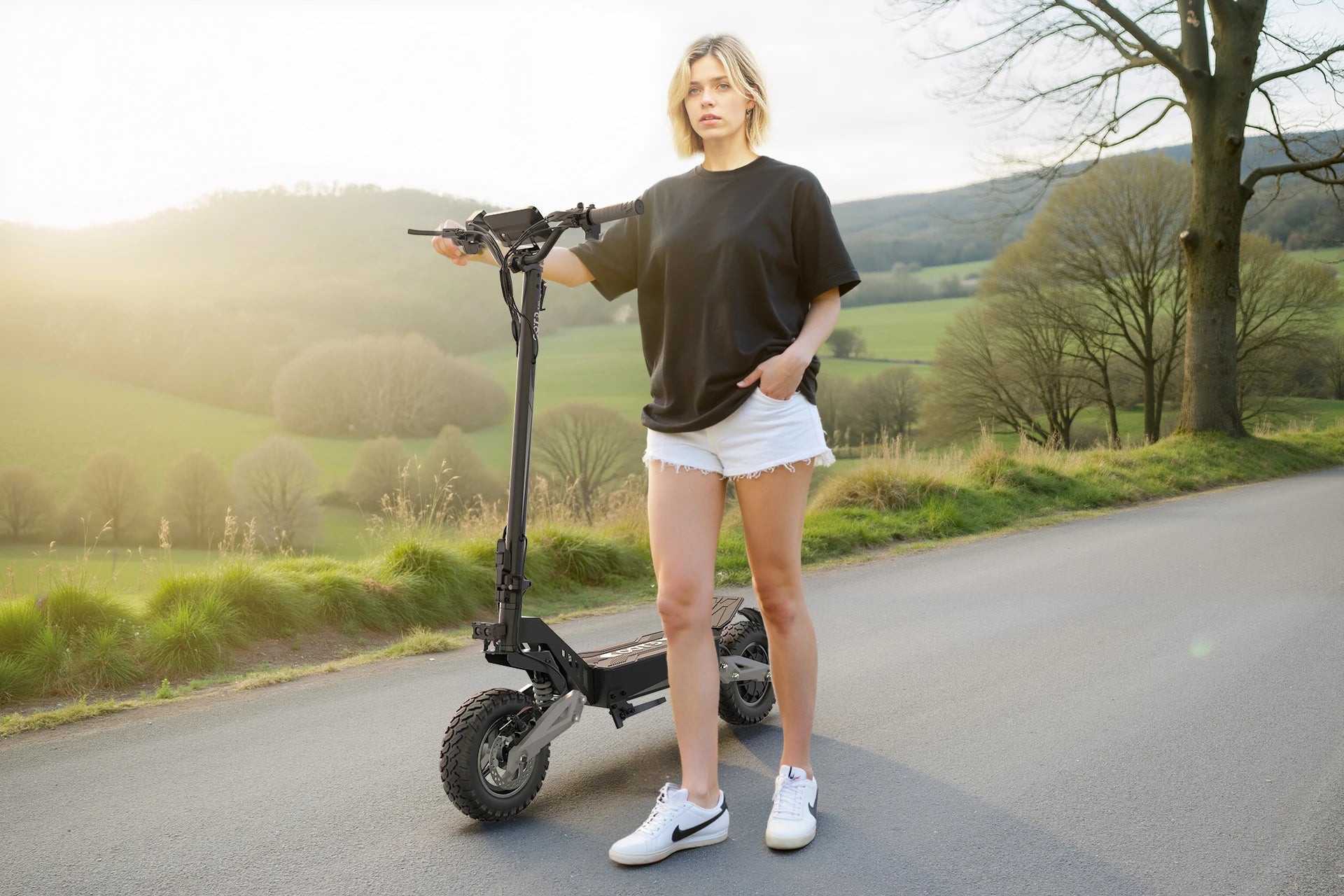 OOTD T10 E-Scooter 900W Peak power 48V13.5Ah LED Display Electric Scooter Adult 11-inch Off-Road Tire Convenient Fold EScooters