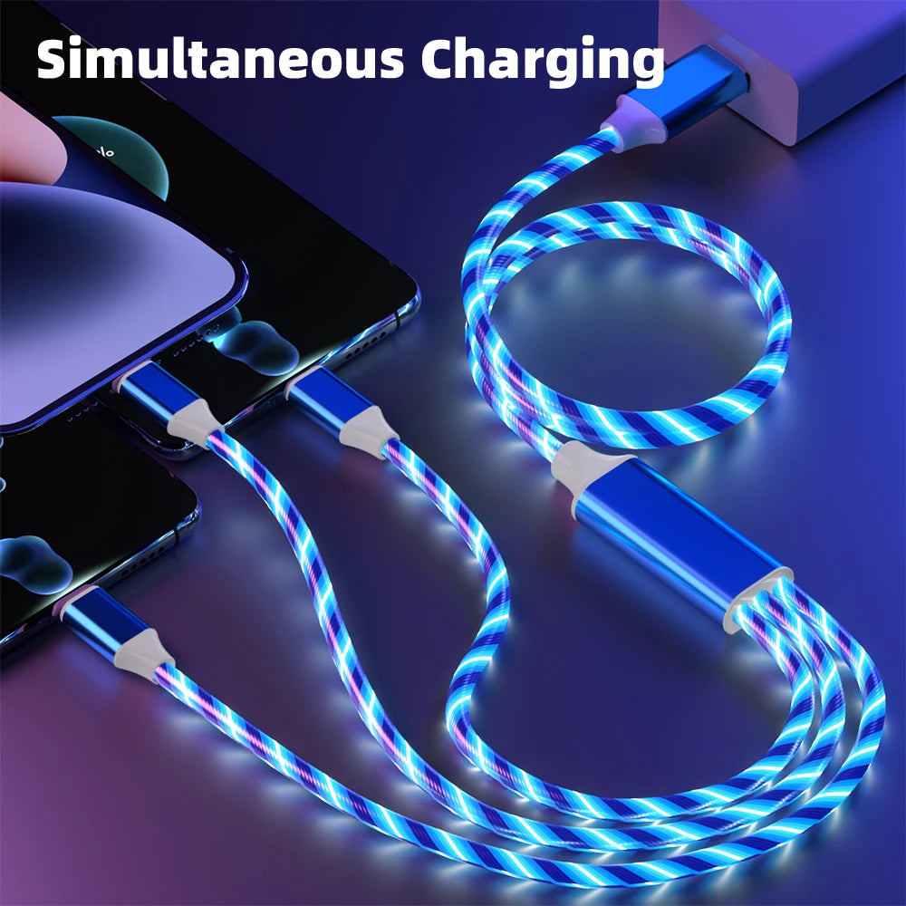 3 in 1 USB Cable for iPhone Fast Charger Charging Cable For Android phone type c xiaomi huawei Samsung Charger Wire For iPad