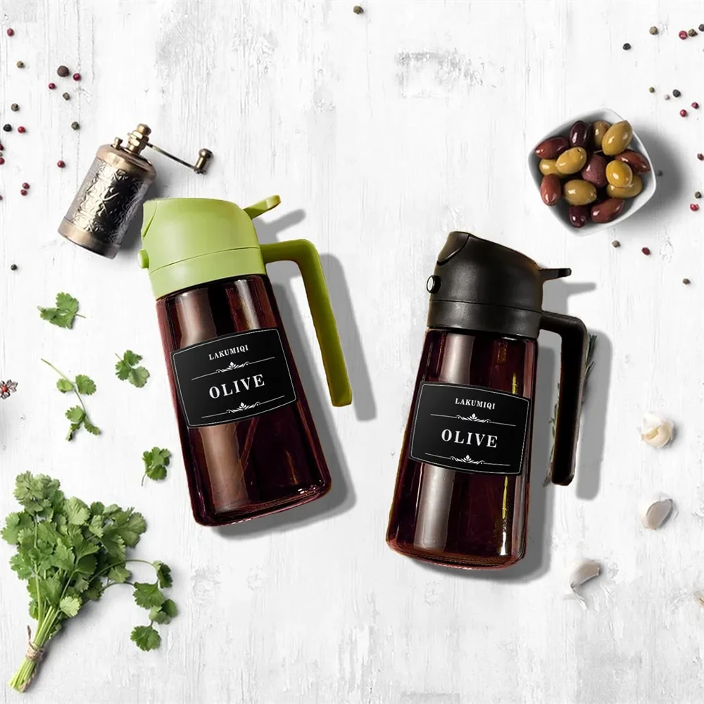 2-in-1 Glass Oil Dispenser & Sprayer 16oz Leakproof Olive Oil Bottle for Cooking Air Fryer BBQ Baking Salad