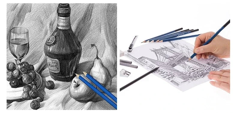 12Pc/Set Professional Sketch Pencil Set HB B 2H 3H 4H 5H 2B 3B 4B 5B 6B 8B Graphite Art Hand-Painted Pen School Stationery