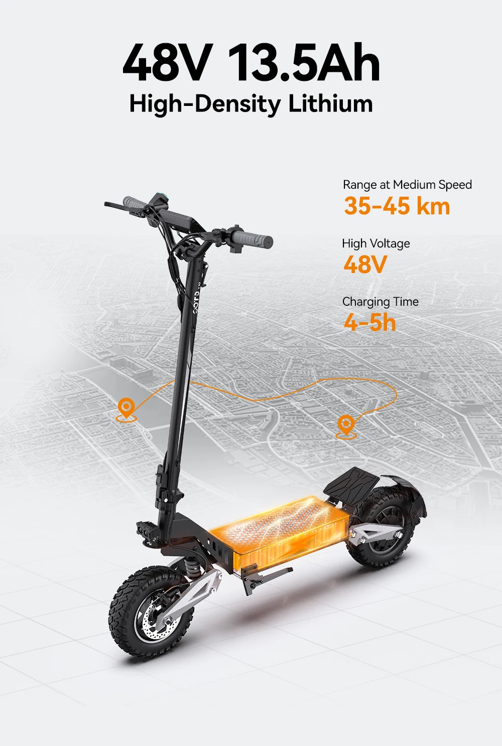 OOTD T10 E-Scooter 900W Peak power 48V13.5Ah LED Display Electric Scooter Adult 11-inch Off-Road Tire Convenient Fold EScooters