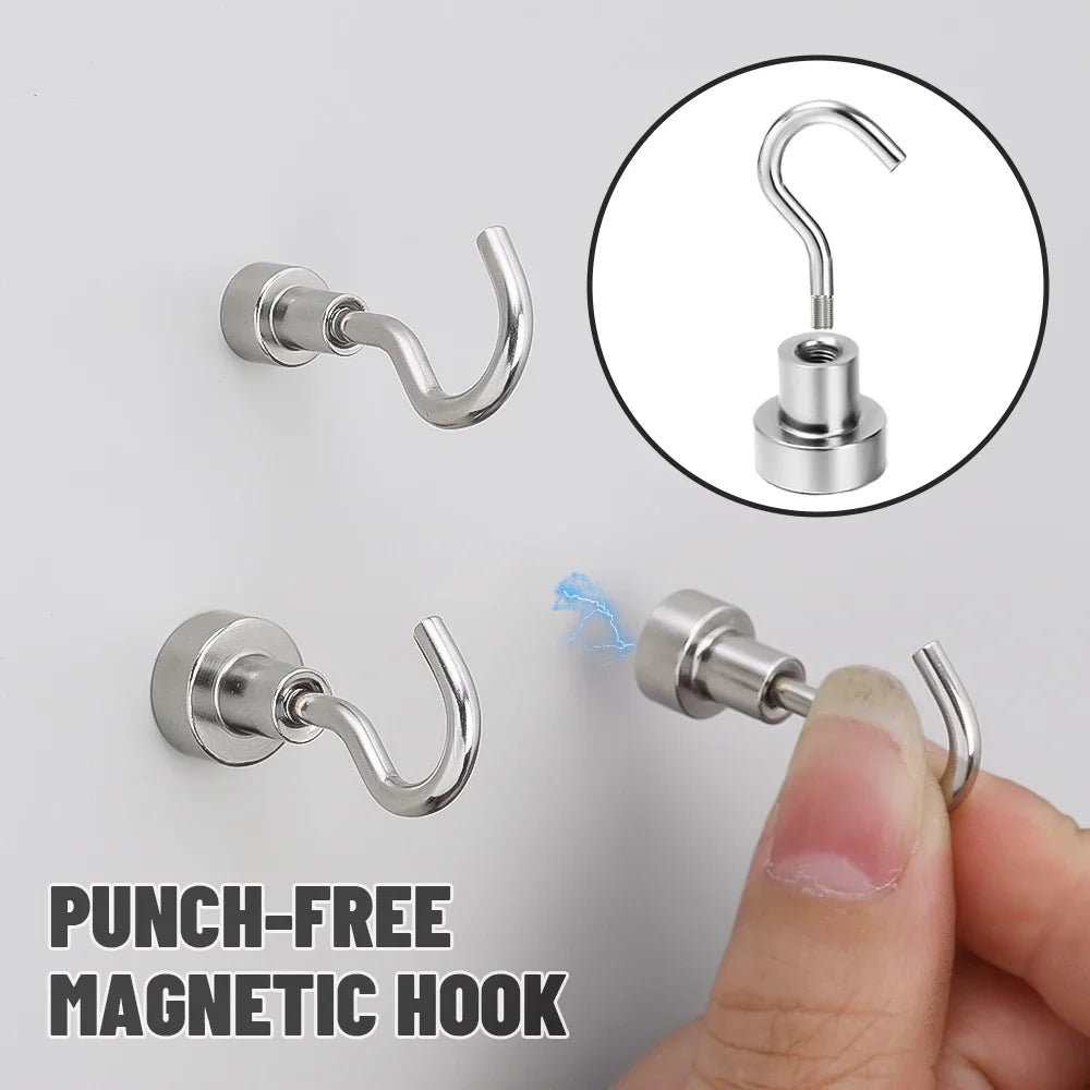 20/1PCS Metal Strong Magnetic Hook Wall-mounted Heavy-duty Magnetic Hook Key Hanger Home Kitchen Bathroom Accessories Magnet