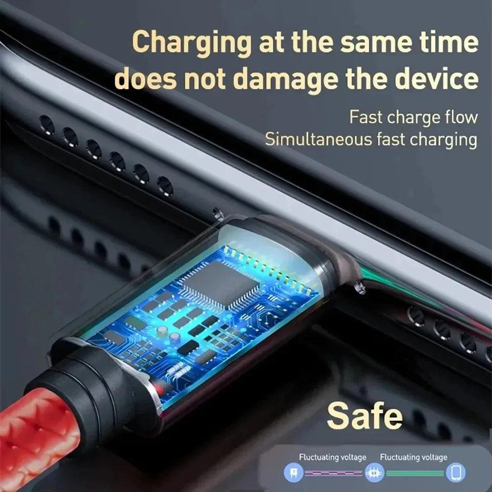 3 in 1 USB Fast Charging Cable Type C Micro IOS Multi Charger Cable for IPhone Xiaomi Redmi Oppo Samsung Braided Cord Usb 3 En 1