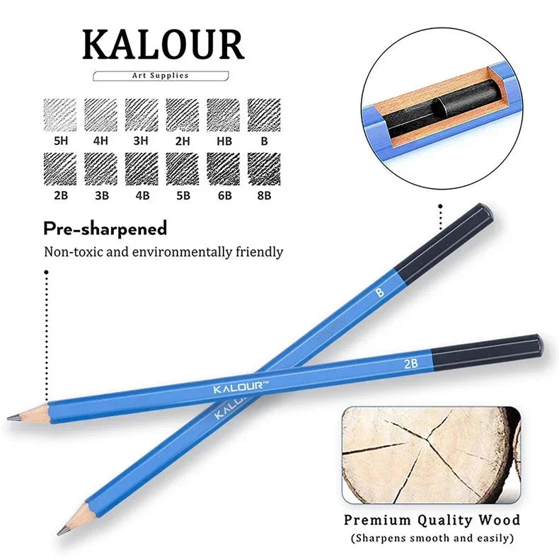 12Pc/Set Professional Sketch Pencil Set HB B 2H 3H 4H 5H 2B 3B 4B 5B 6B 8B Graphite Art Hand-Painted Pen School Stationery