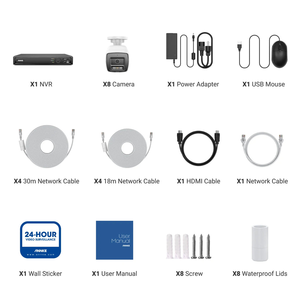 ANNKE 12MP POE Video Surveillance System 8CH NVR With 4/8 PCS 12MP security camera kit IP67 Weatherproof ip camera outdoor