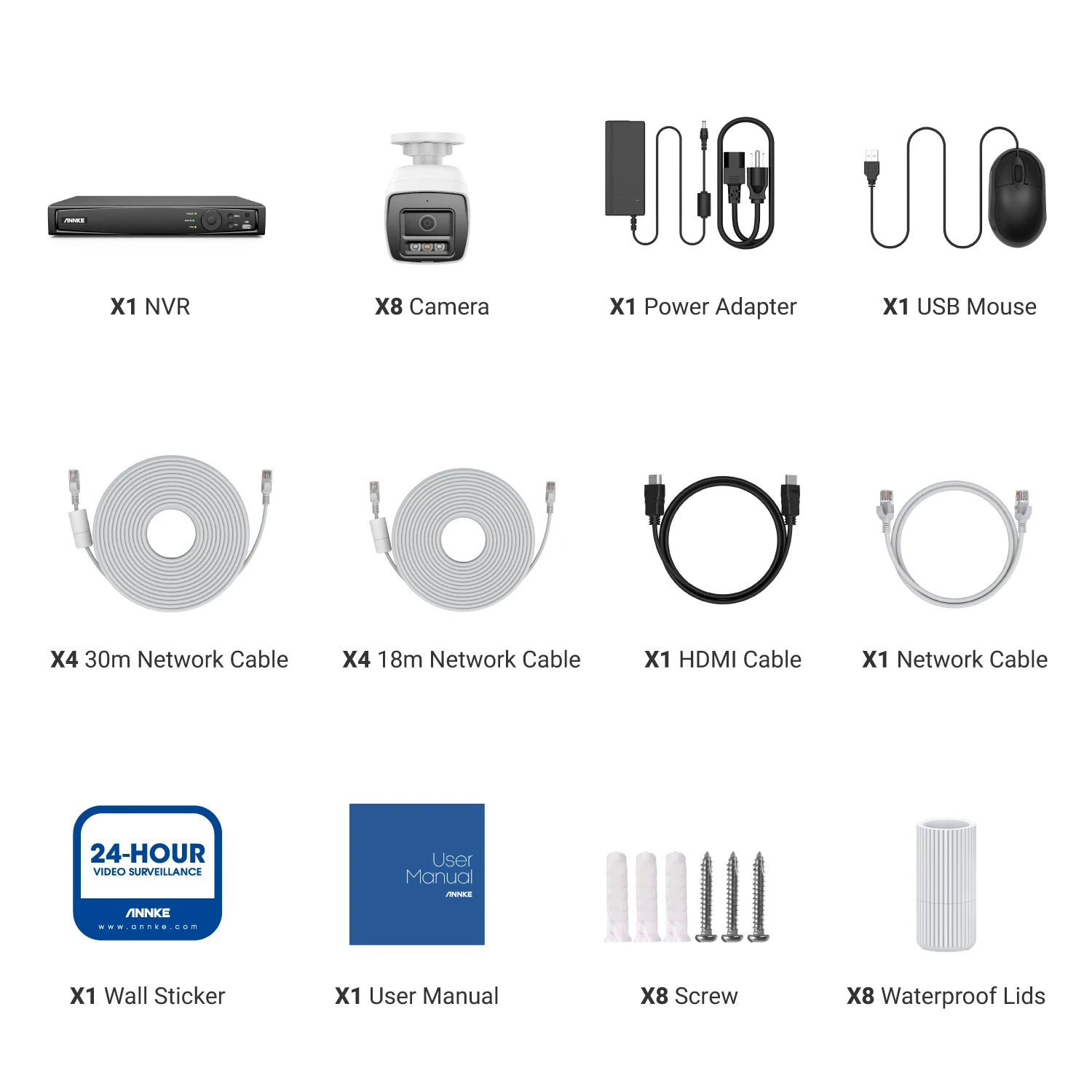 ANNKE 12MP POE Video Surveillance System 8CH NVR With 4/8 PCS 12MP security camera kit IP67 Weatherproof ip camera outdoor