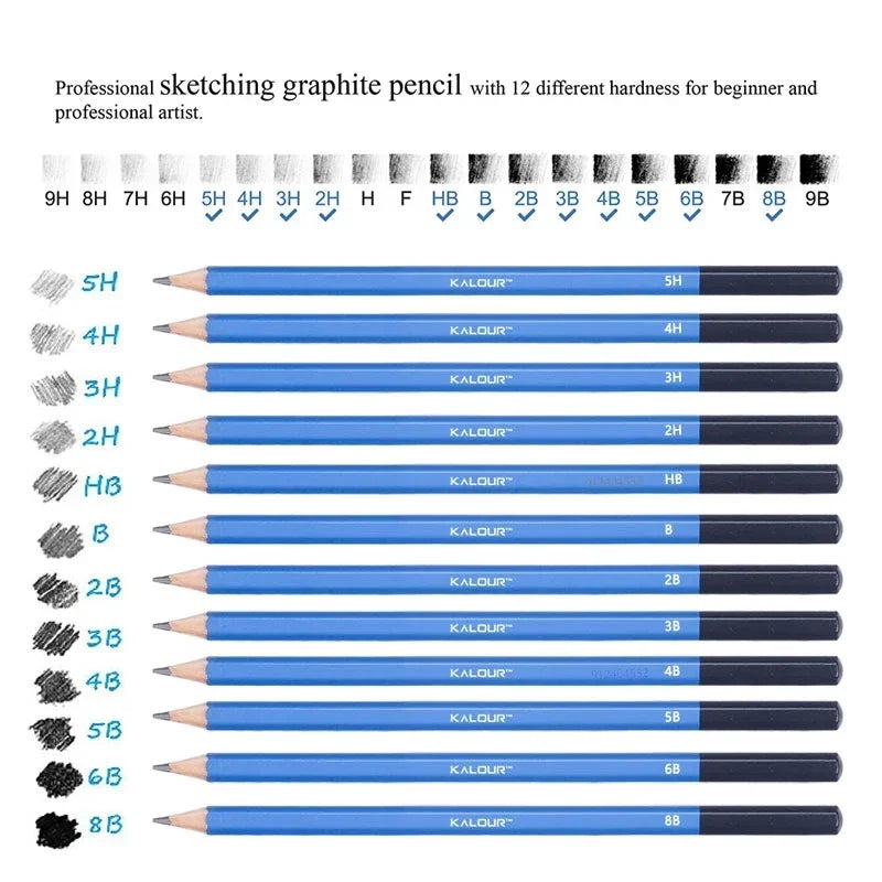 12Pc/Set Professional Sketch Pencil Set HB B 2H 3H 4H 5H 2B 3B 4B 5B 6B 8B Graphite Art Hand-Painted Pen School Stationery